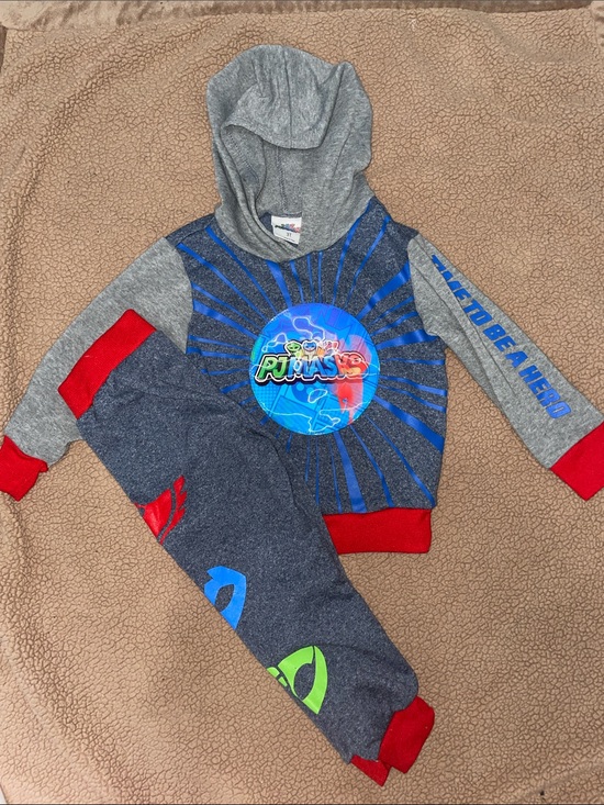 Other - Boys' Hoodie & Jogger Set - Grey, Blue & Red